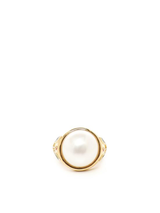 25FW 카사블랑카 반지 APF25JW08801 Gold pearl