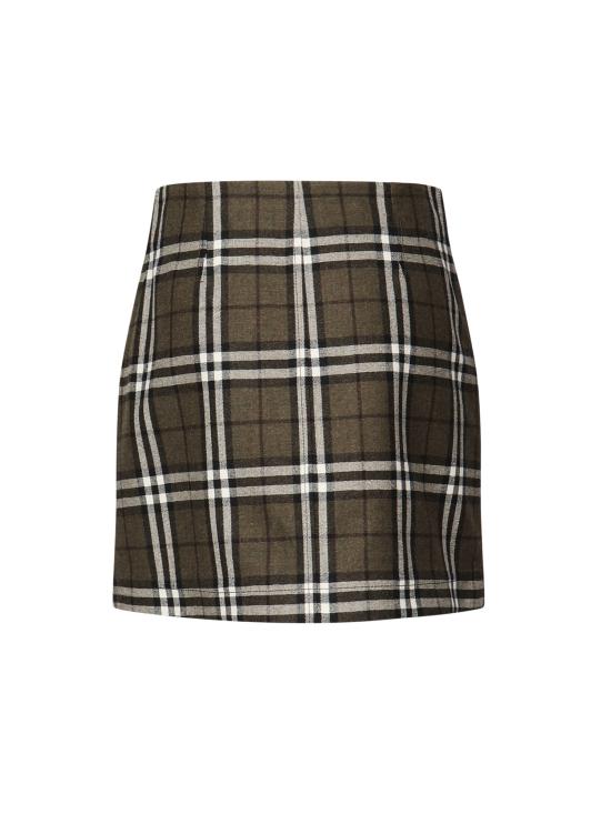 25FW 버버리 체크 본디드 울 트렌치 미니 스커트 8110911 C3078 SHRUB YEW IP CHECK - BURBERRY