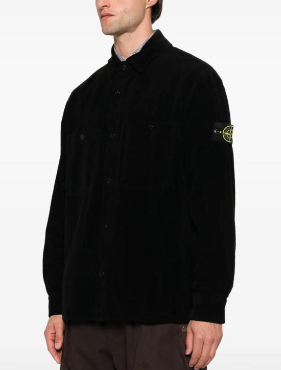 25FW 스톤 아일랜드 오가닉 코튼 코듀로이 오버셔츠 K2S151200012S0212V0029 Black - STONE ISLAND