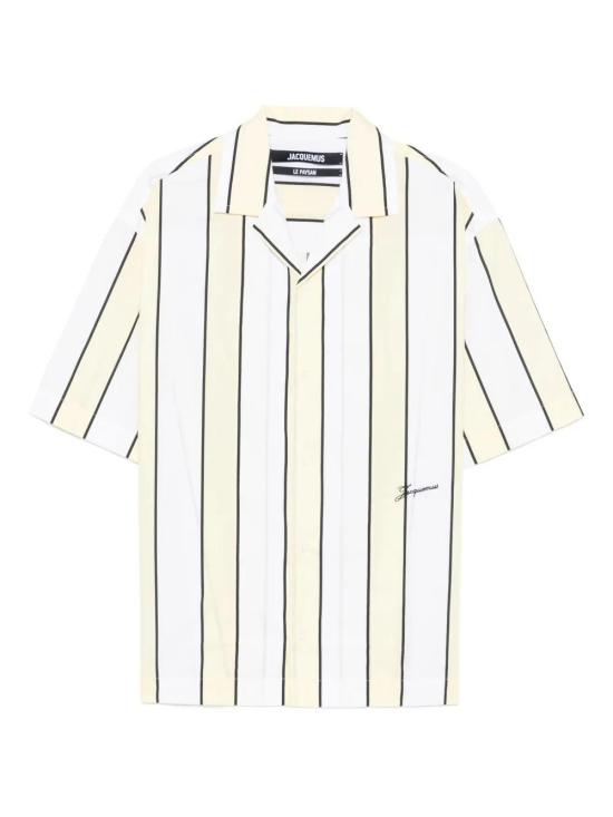 25FW 자크뮈스 반팔 셔츠 25ESHM00200CW00484 PRINT STRIPES WHITE YEL 2BM