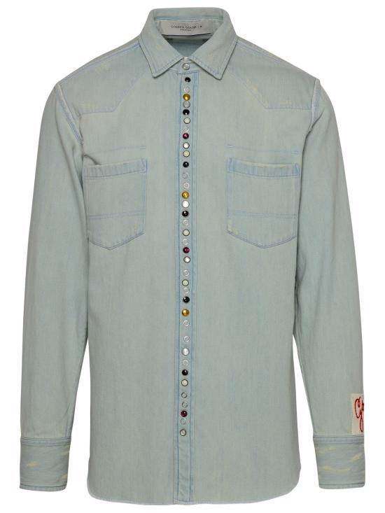 26SS 골든구스 해머드 스터드 데님 셔츠 GMP00487 P00063650100 Light Blue