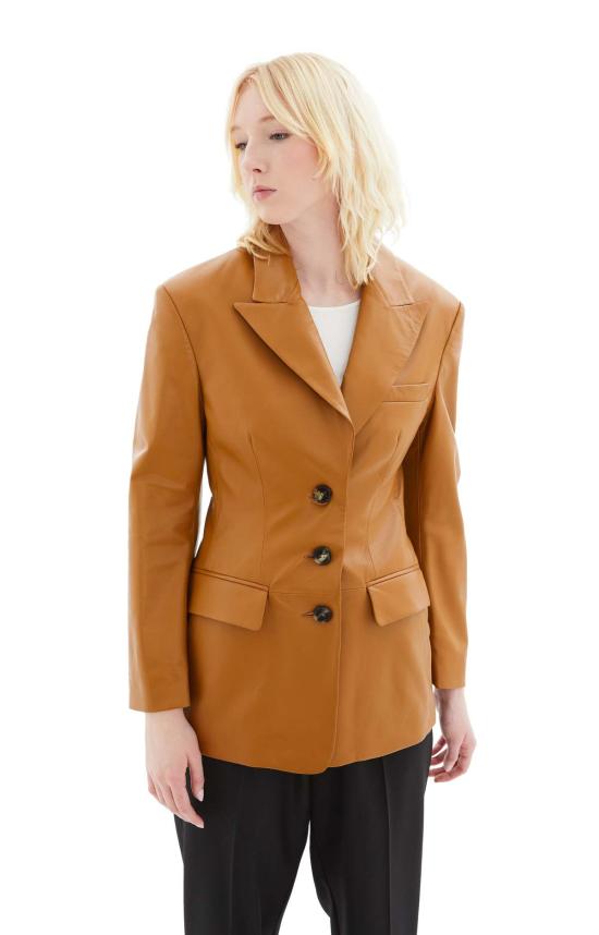  마르니 자켓 가죽 재킷 브라운 - MARNI