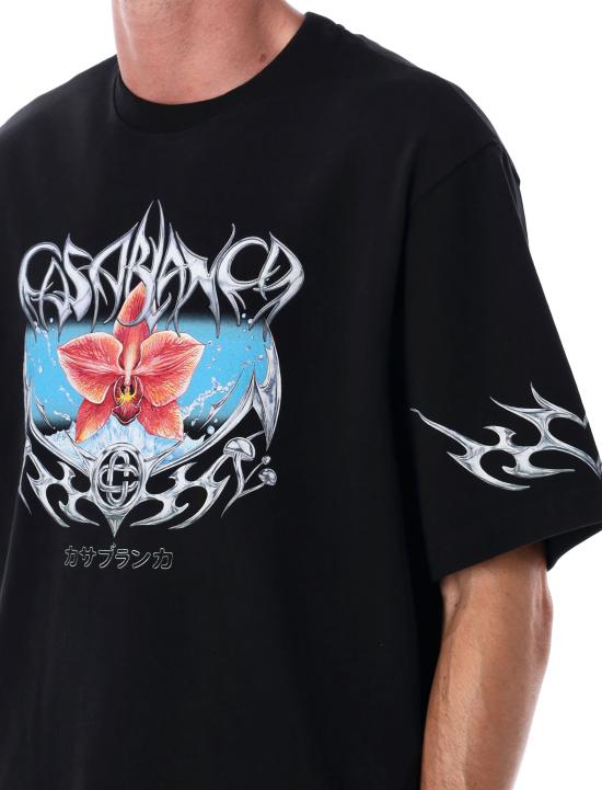 25FW 카사블랑카 반팔 티셔츠 MAW25JTS04405 BLACK BLACK JERSEY - CASABLANCA