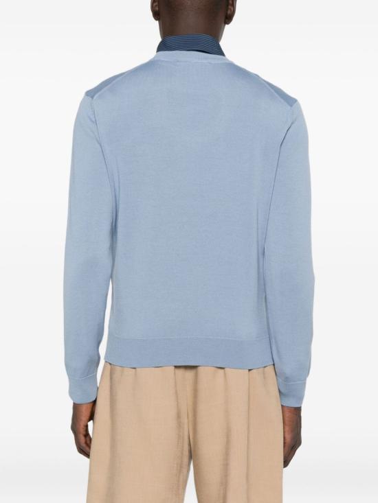 25FW 메종키츠네 폭스 헤드 메리노 레귤러 스웨터 PM00801KT11810331 CLEAR BLUE - MAISON KITSUNE