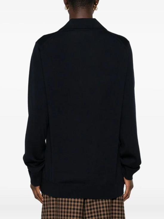 25FW 구찌 딥 브이넥 리브드 커프 울 폴로 스웨터 793883XKFA8 4215 NAVY - GUCCI