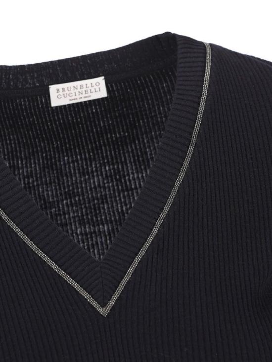 25FW 브루넬로 쿠치넬리 샤이니 트림 립 울 탑 MD998VB702 C1042 - BRUNELLO CUCINELLI