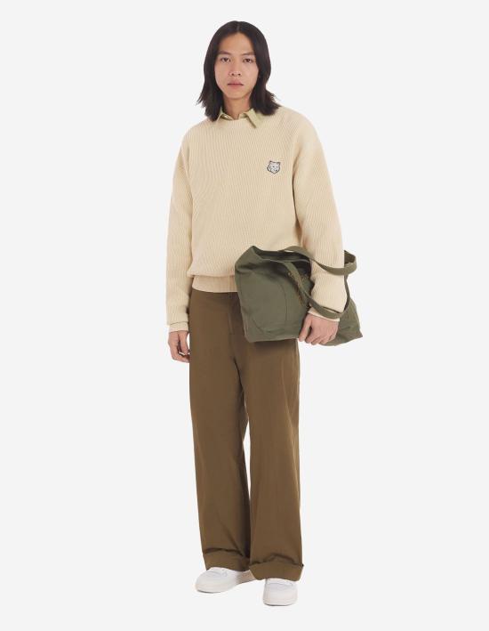  메종키츠네 볼드 폭스헤드 패치 콤포트 시보리 스웨터 MM00809KT1098 PAPER - MAISON KITSUNE