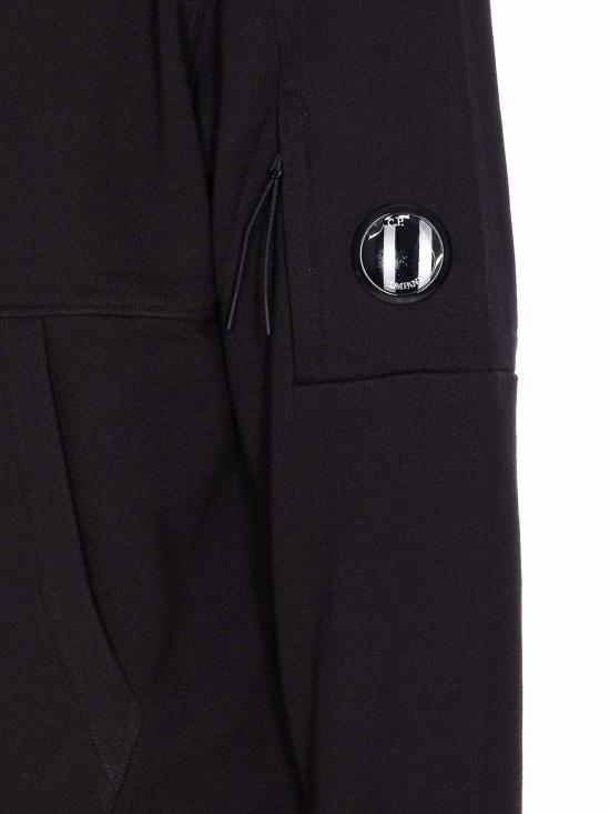  씨피 컴퍼니 다이애그널 레이즈드 플리스 렌즈 레귤러 핏 후드 티셔츠  RCCMSS714A005086W999 Black - C.P. COMPANY