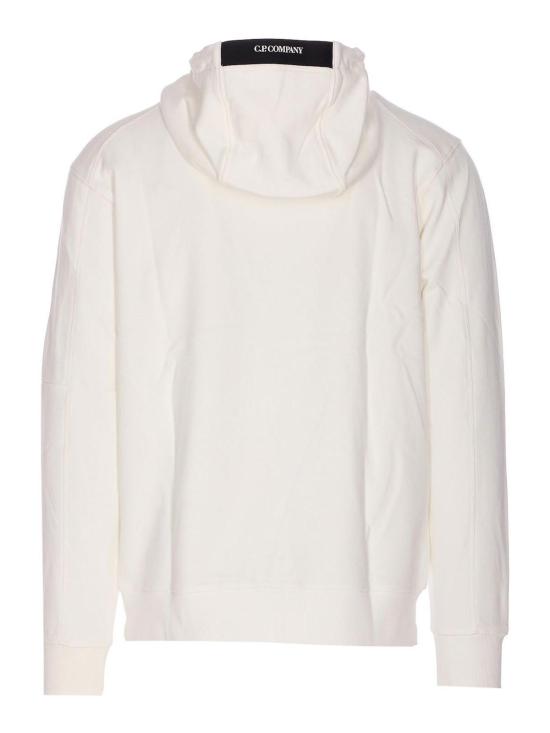  씨피 컴퍼니 다이애그널 레이즈드 플리스 렌즈 레귤러 핏 후드 티셔츠  RCCMSS714A005086W103 White - C.P. COMPANY