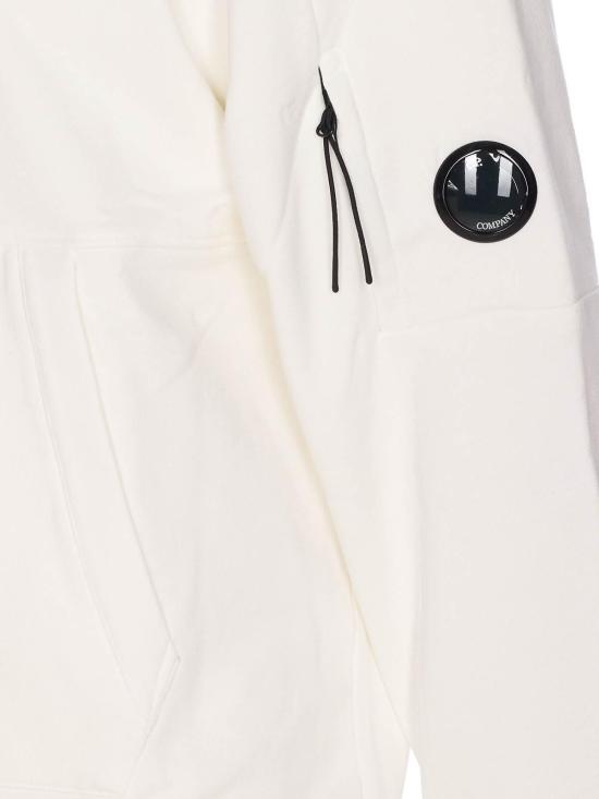  씨피 컴퍼니 다이애그널 레이즈드 플리스 렌즈 레귤러 핏 후드 티셔츠  RCCMSS714A005086W103 White - C.P. COMPANY