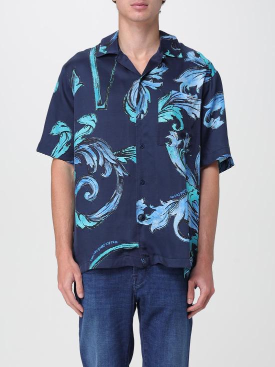 25SS 베르사체 반팔 셔츠 78GAL2B0NS632 283 Blue