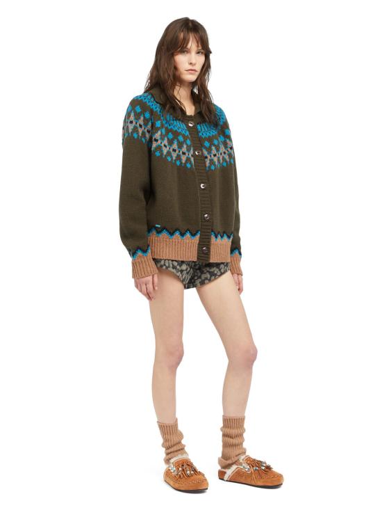 25FW 알라누이 가디건 LWHQ01DE25KNI001 5664 OLIVA MULTICOLOR - ALANUI