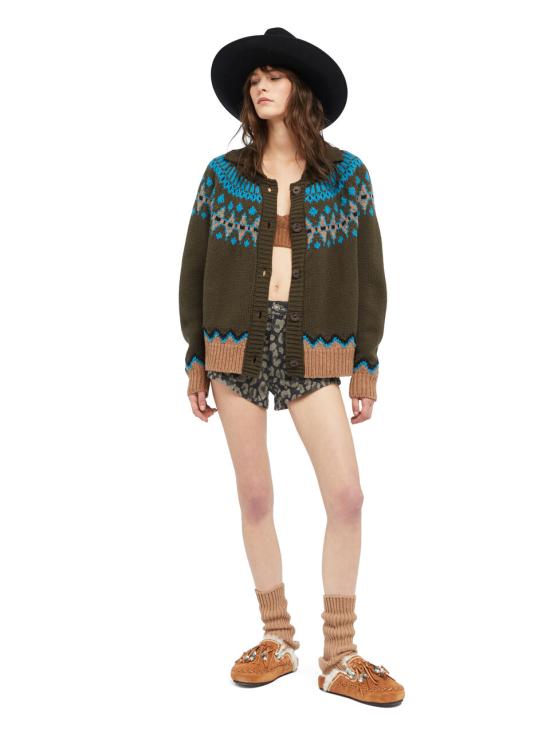 25FW 알라누이 가디건 LWHQ01DE25KNI001 5664 OLIVA MULTICOLOR - ALANUI