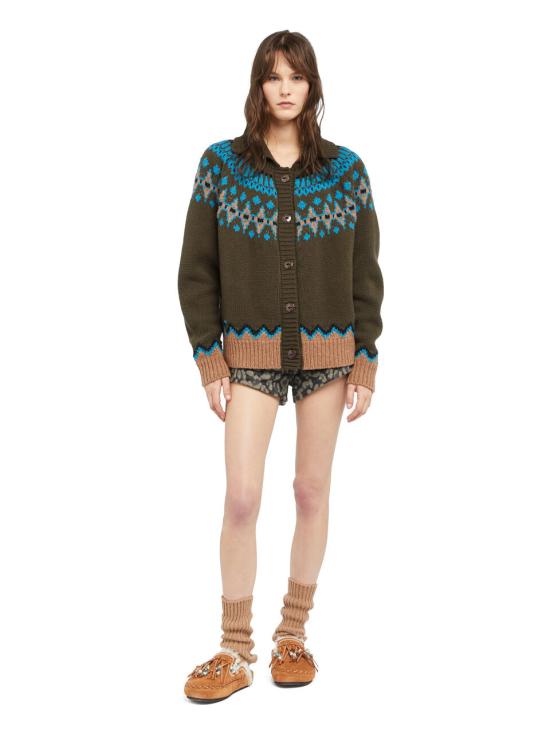 25FW 알라누이 가디건 LWHQ01DE25KNI001 5664 OLIVA MULTICOLOR - ALANUI