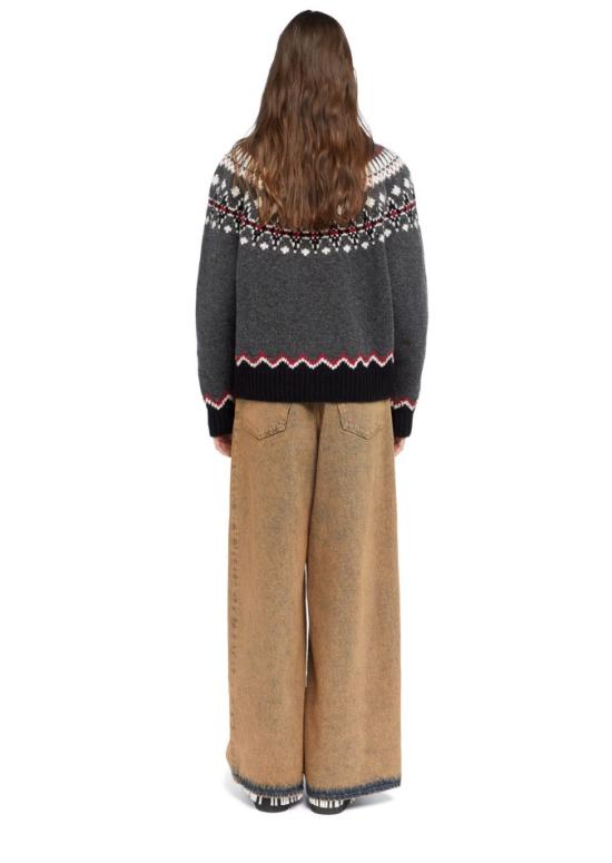 25FW 알라누이 가디건 LWHQ01DE25KNI001 0610 BLACK GREY MULTICOLOR - ALANUI