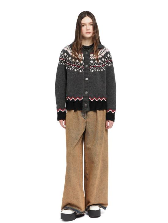 25FW 알라누이 가디건 LWHQ01DE25KNI001 0610 BLACK GREY MULTICOLOR - ALANUI