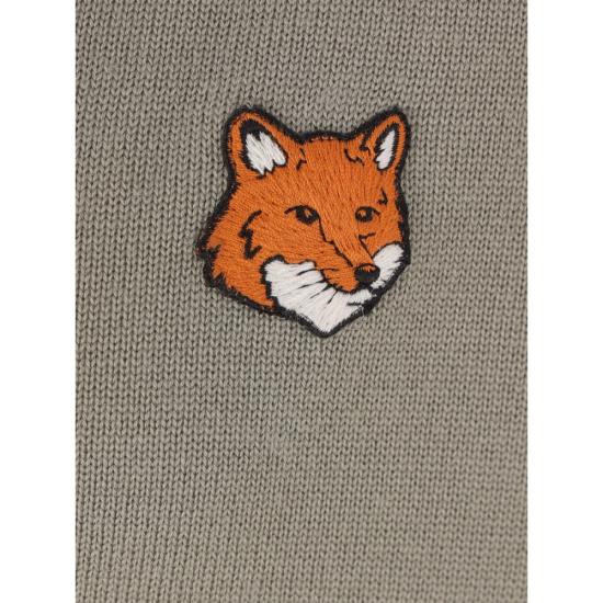 25FW 메종키츠네 폭스 헤드 메리노 레귤러 가디건 PM00501KT1181 LAGRE GREEN - MAISON KITSUNE