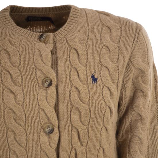  폴로 랄프로렌 로고 자수 크루넥 가디건 211972104 CAMEL - POLO RALPH LAUREN