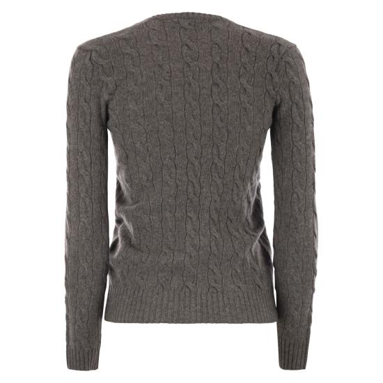 25FW 폴로 랄프로렌 포니 로고 자수 케이블 니트 v넥 스웨터 211971866 GREY - POLO RALPH LAUREN