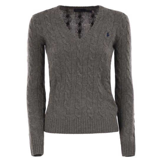 25FW 폴로 랄프로렌 포니 로고 자수 케이블 니트 v넥 스웨터 211971866 GREY