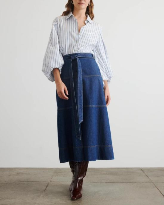  타냐 테일러 데님 스커트 허들리 스커트 클래식 인디고 블루 - TANYA TAYLOR