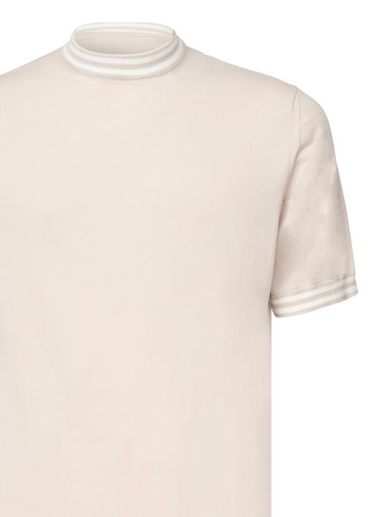 25FW 일레븐티 반팔 티셔츠 L76MAGL40MAG0L019 02 01 SAND AND WHITE - ELEVENTY