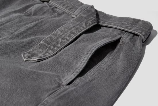 25FW 르메르 데님 팬츠 트위스트 벨트 팬츠 - 가먼트 다이드 스노우 헤비 데님 PA326 LD1062 그레이 - LEMAIRE