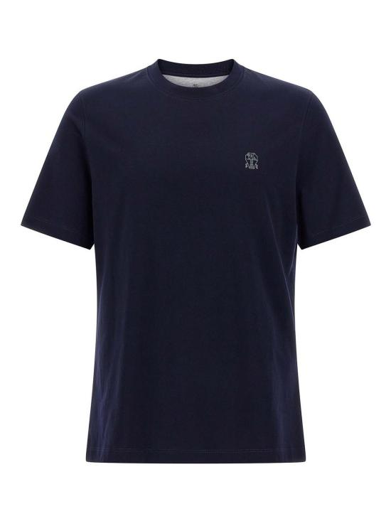 26FW 브루넬로 쿠치넬리 코튼 저지 크루넥 티셔츠 M0B138440CD325 Blue