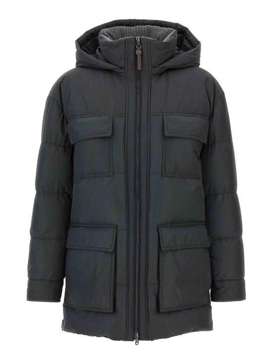  브루넬로 쿠치넬리 코튼 폴리 퀼티드 다운 코트 MG5017784C2126 Grey