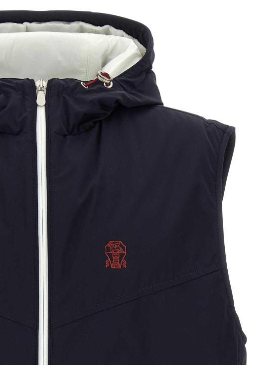  브루넬로 쿠치넬리 나일론 후디드 베스트 MM49A7432GC1086 Blue - BRUNELLO CUCINELLI