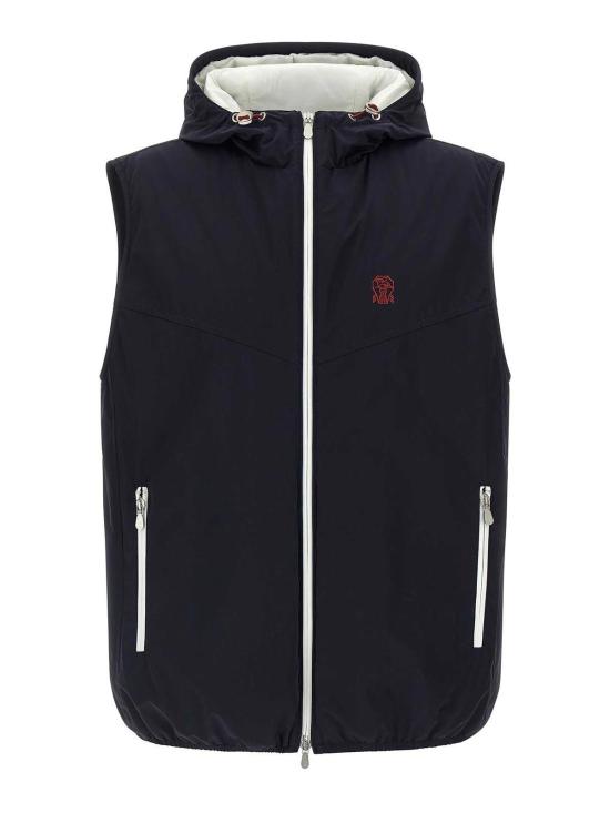  브루넬로 쿠치넬리 나일론 후디드 베스트 MM49A7432GC1086 Blue