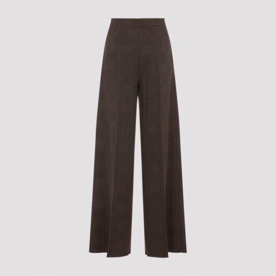 25FW 막스마라 폰자 체크 울 팬츠 252178603260013270 001 BROWN - MAX MARA