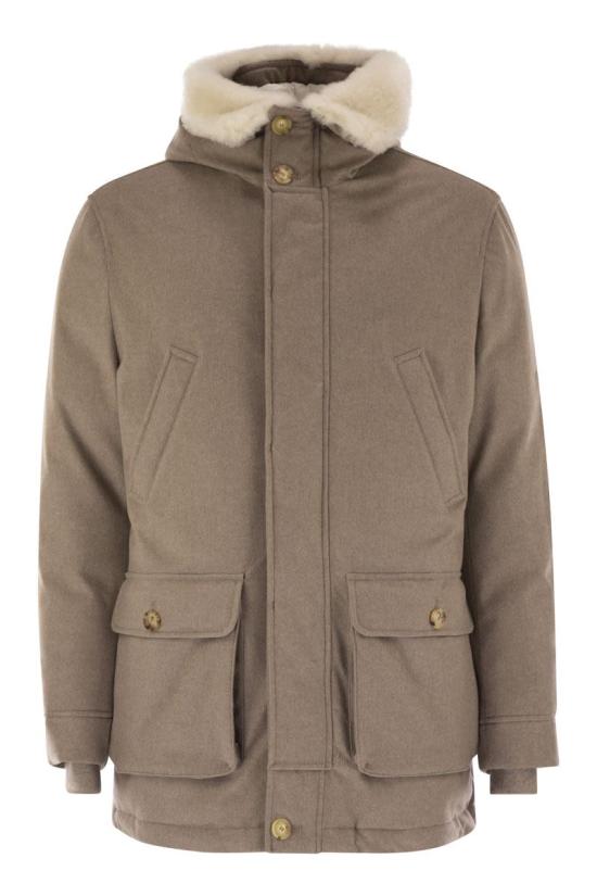 25FW 브루넬로 쿠치넬리 플란넬 다운 패딩 MM4701993 CHC81 HAZELNUT