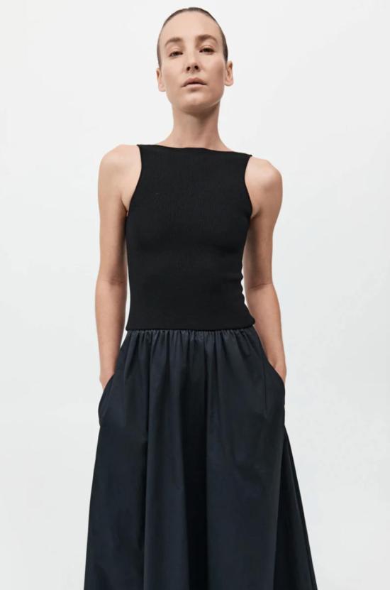  세인트아그니 롱 원피스 생 아그니 바토 컷아웃 드레스 블랙 - ST.AGNI