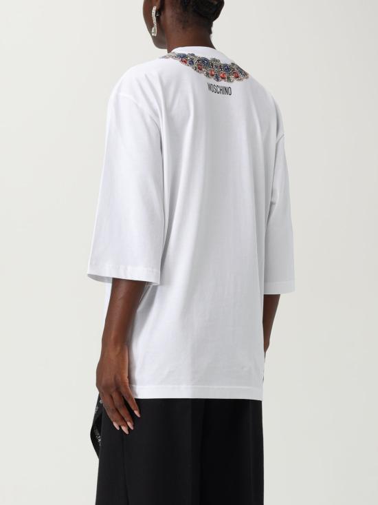 25FW 모스키노 반팔 티셔츠 07295541 1001 White - MOSCHINO