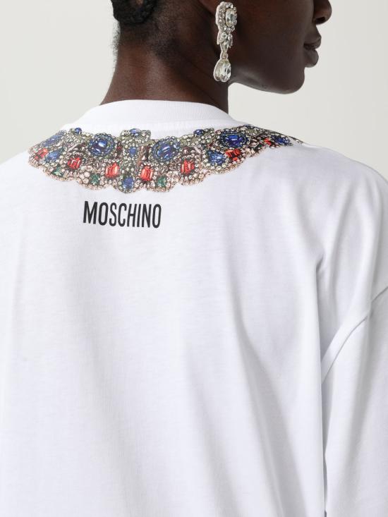 25FW 모스키노 반팔 티셔츠 07295541 1001 White - MOSCHINO
