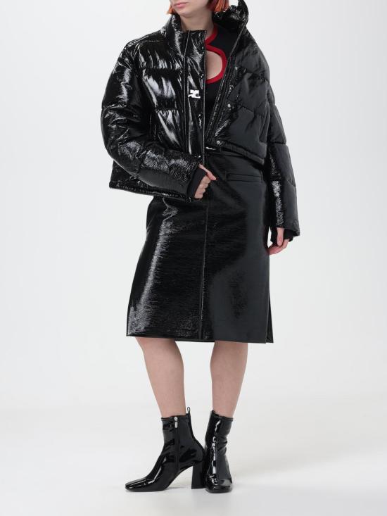25FW 쿠레쥬 바이닐 숏 푸퍼 자켓  323CMA106VY0016 9999 Black - COURREGES
