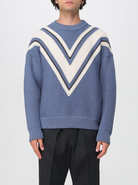 25FW 골든구스 크림 컬러 패턴 자카드 울 스웨터 GMP01338P00210950945 Gnawed Blue