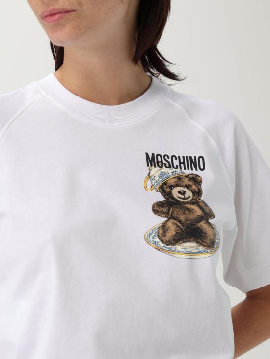 25FW 모스키노 반팔 티셔츠 07255541 1001 White - MOSCHINO