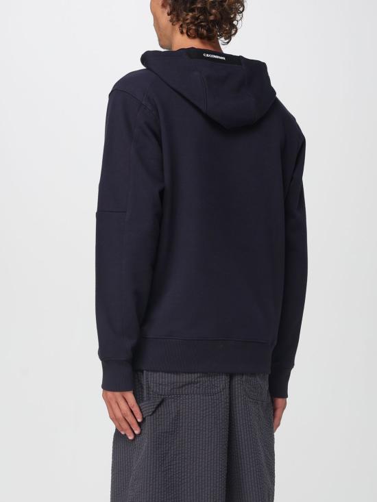 25FW 씨피 컴퍼니 다이애그널 레이즈드 플리스 렌즈 레귤러 핏 후드 티셔츠 RCCMSS714A005086W 888 Blue - C.P. COMPANY