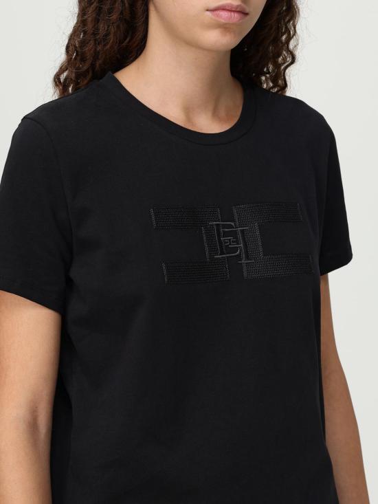 25FW 엘리자베타프랜치 반팔 티셔츠 MA007 110 Black - ELISABETTA FRANCHI