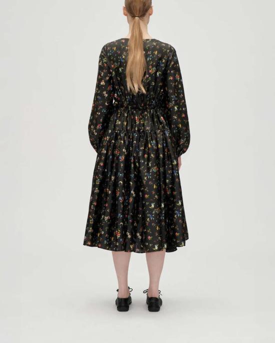  스티네 고야 롱 원피스 스틴 고야 웨이스트 타이 러플 미디 드레스 블랙 - STINE GOYA