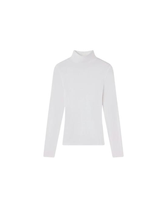  프레임 터틀넥 리브  탑 화이트