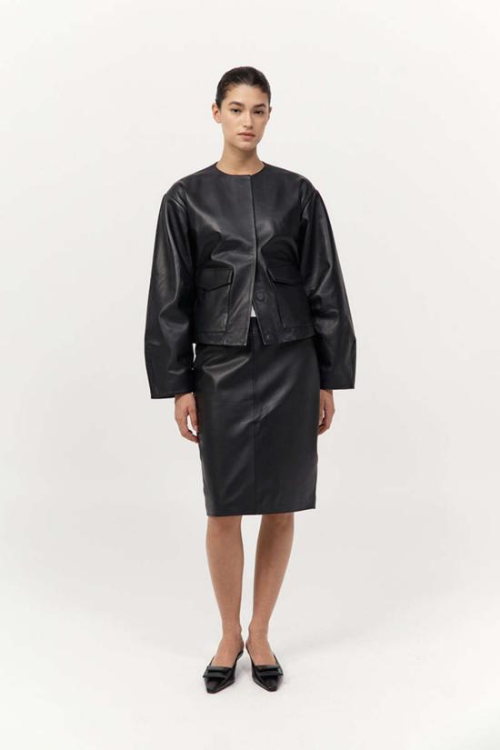  세인트아그니 봄버 자켓 세인트 아그니 유틸리티 코쿤 레더 봄버 - ST.AGNI