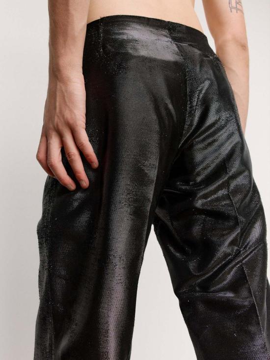  MM6 메종마르지엘라 스트레이트 팬츠 Mm6 메종 마르지엘라 블랙 하이샤인 디스트레스드 자카드 팬츠 - MM6 MAISON MARGIELA