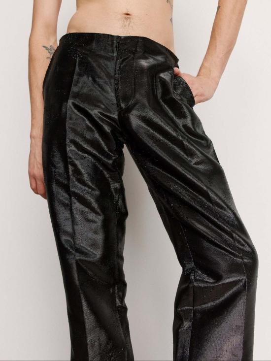  MM6 메종마르지엘라 스트레이트 팬츠 Mm6 메종 마르지엘라 블랙 하이샤인 디스트레스드 자카드 팬츠 - MM6 MAISON MARGIELA