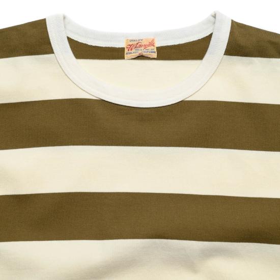  화이츠빌 반팔 티셔츠 화이트스빌 Wv79147 보더 티셔츠 올리브 - WHITESVILLE