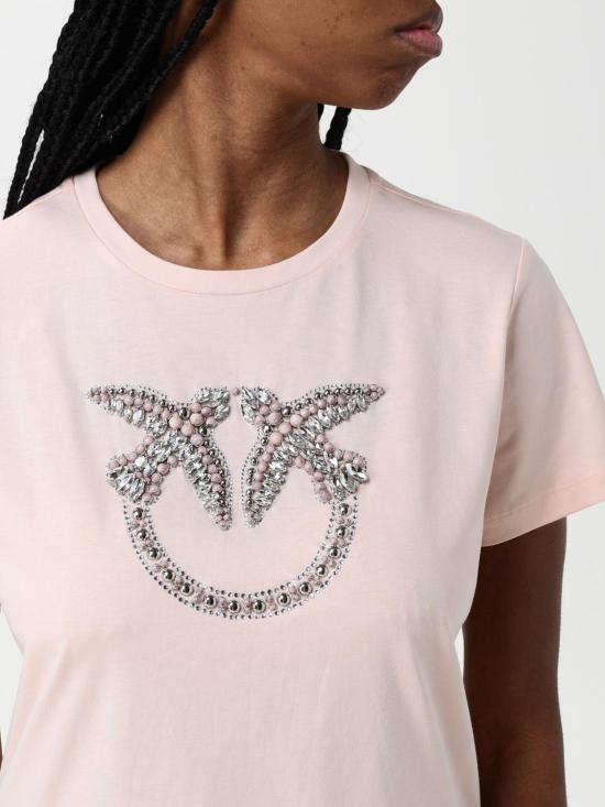 25FW 핑코 반팔 티셔츠 100535A2G7 N38 Pink - PINKO