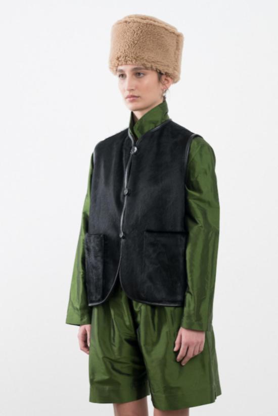  코울리 스튜디오 베스트 콜리 스튜디오 헤어온 레더 하이드 엘라 조끼 - CAWLEY STUDIO