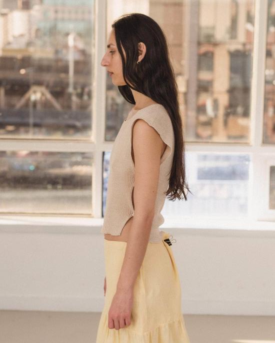  베이스레인지 반팔 티셔츠 프랑카  라타 베이지 - BASERANGE